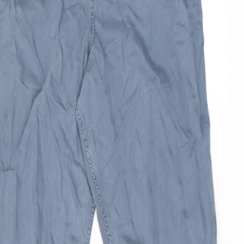 Marks and Spencer Womens Blue Lyocell Trousers Size 14 L30.5 in Regular Drawstring