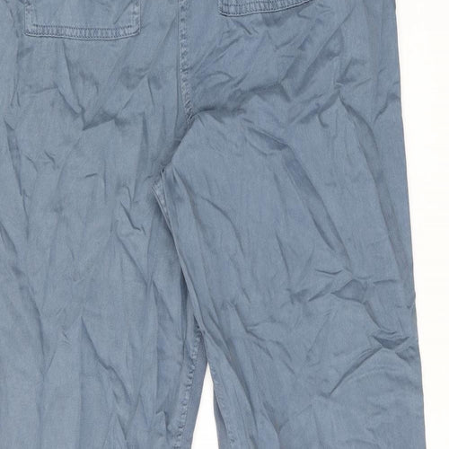 Marks and Spencer Womens Blue Lyocell Trousers Size 14 L30.5 in Regular Drawstring
