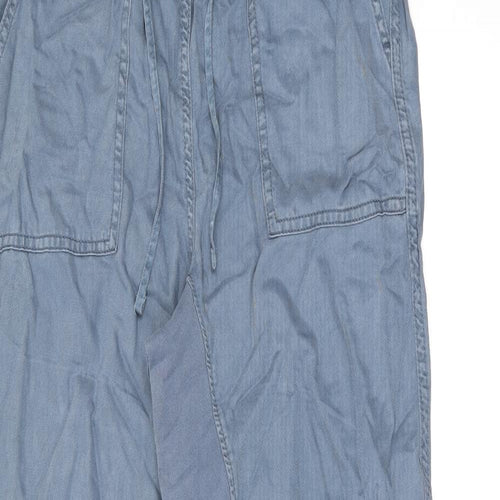 Marks and Spencer Womens Blue Lyocell Trousers Size 8 L28.5 in Regular Drawstring