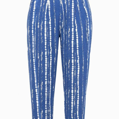 Marks and Spencer Womens Blue Geometric Viscose Trousers Size 8 L26 in Regular