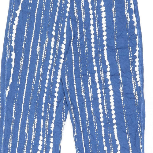 Marks and Spencer Womens Blue Geometric Viscose Trousers Size 8 L26 in Regular