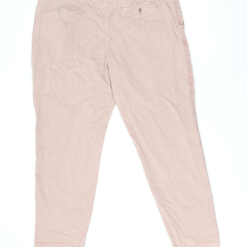 Marks and Spencer Womens Pink Cotton Chino Trousers Size 18 L28.5 in Regular Zip