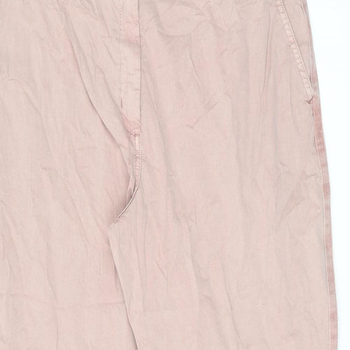 Marks and Spencer Womens Pink Cotton Chino Trousers Size 18 L28.5 in Regular Zip