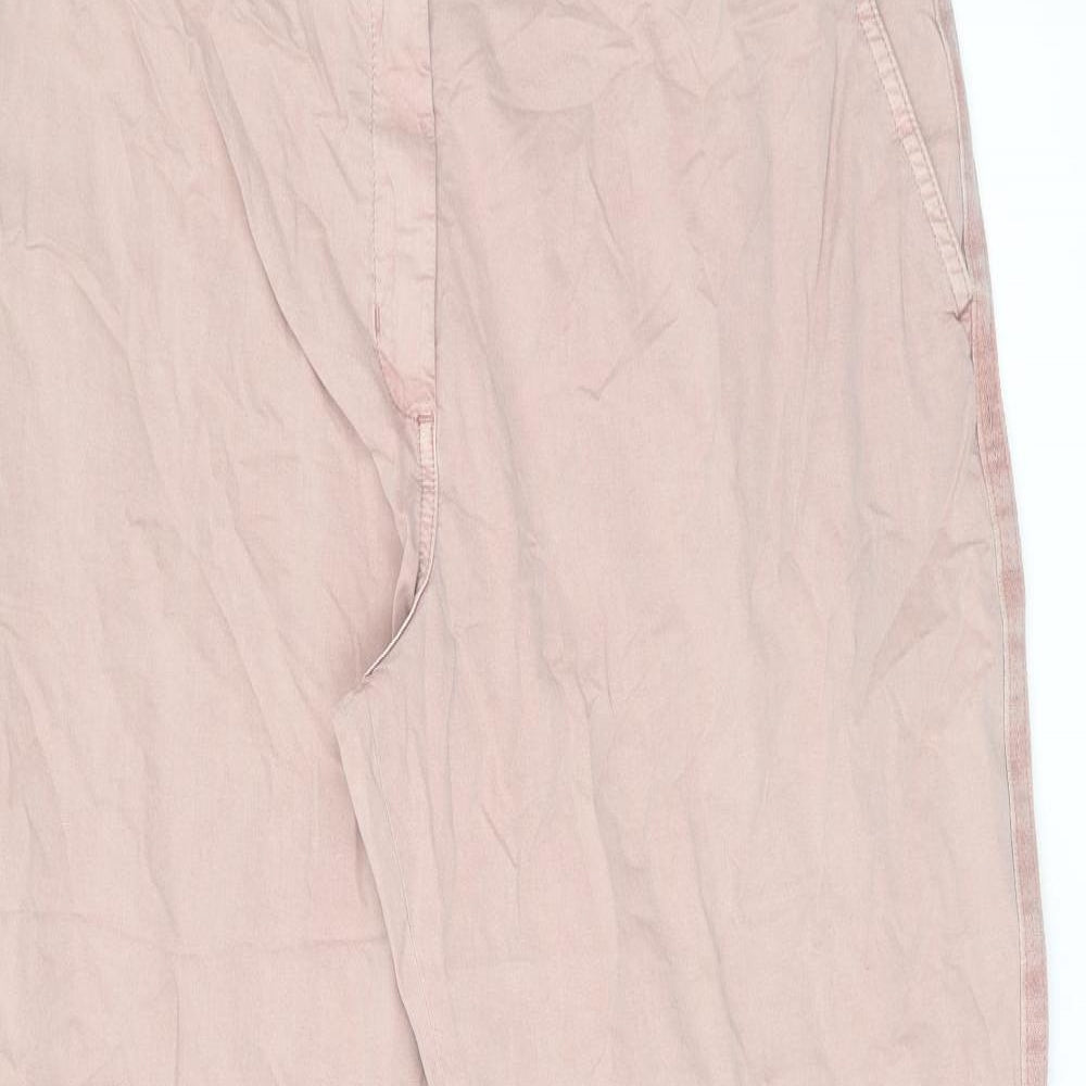 Marks and Spencer Womens Pink Cotton Chino Trousers Size 18 L28.5 in Regular Zip