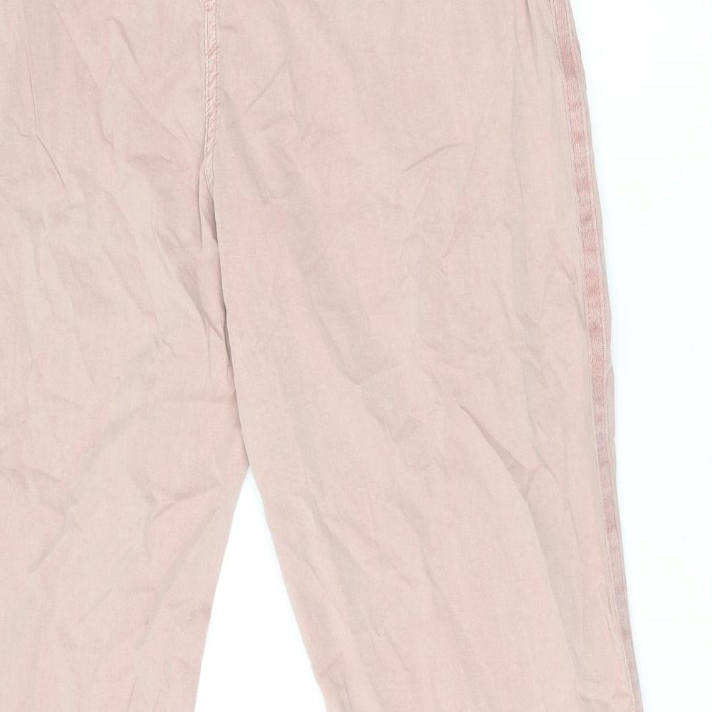 Marks and Spencer Womens Pink Cotton Chino Trousers Size 18 L28.5 in Regular Zip