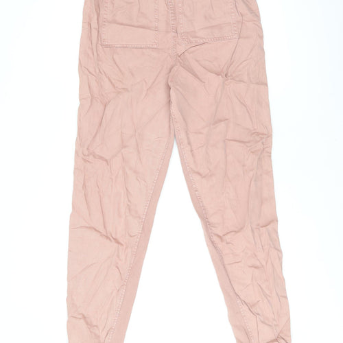 Marks and Spencer Womens Pink Lyocell Trousers Size 8 L30 in Regular Drawstring