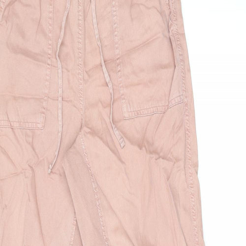 Marks and Spencer Womens Pink Lyocell Trousers Size 8 L29.5 in Regular Drawstring