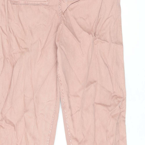Marks and Spencer Womens Pink Lyocell Trousers Size 8 L29.5 in Regular Drawstring