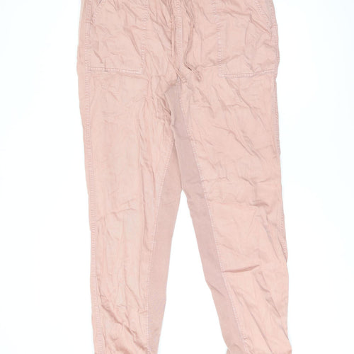 Marks and Spencer Womens Pink Lyocell Trousers Size 16 L29.5 in Regular Drawstring
