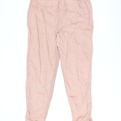 Marks and Spencer Womens Pink Lyocell Trousers Size 16 L29.5 in Regular Drawstring