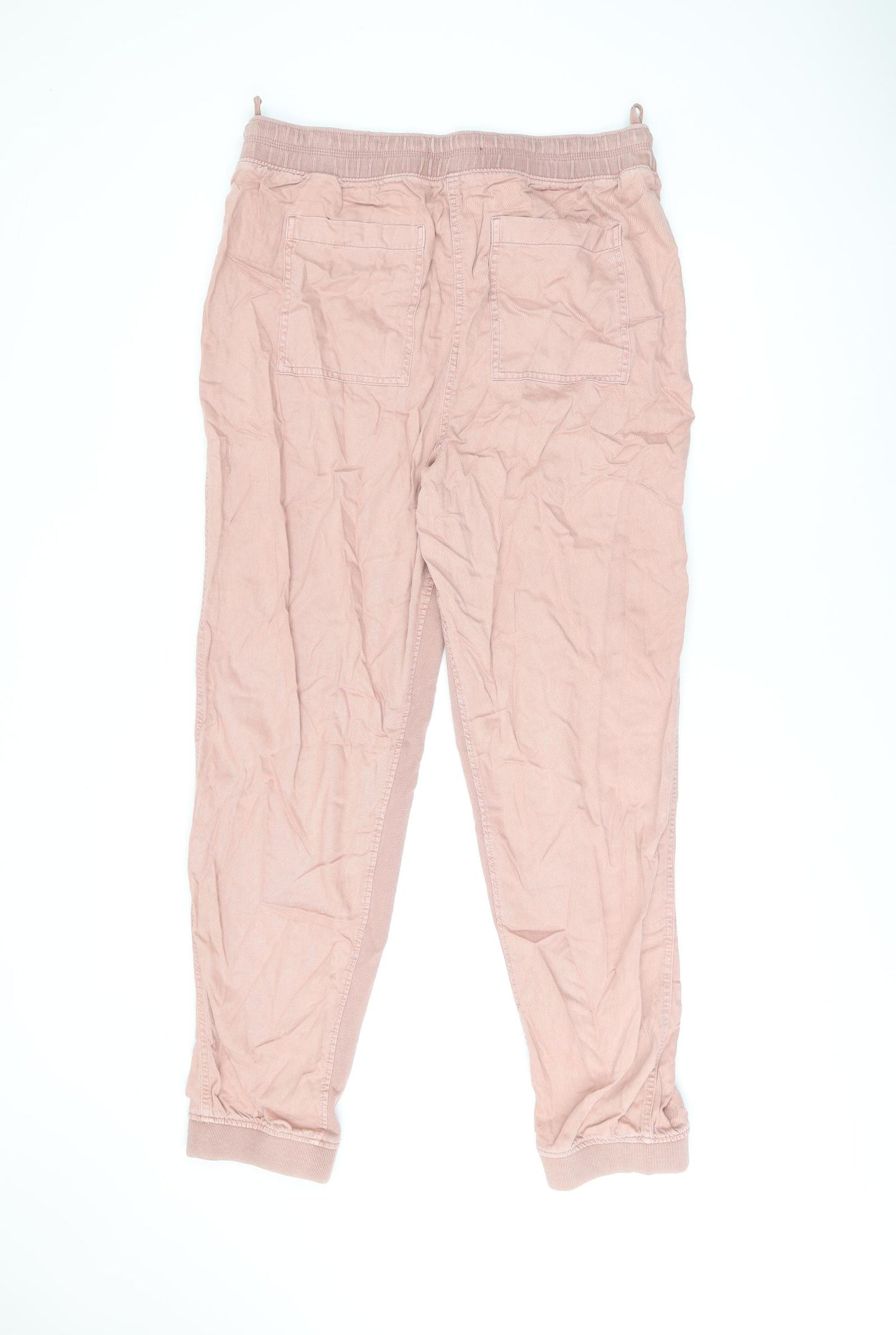 Marks and Spencer Womens Pink Lyocell Trousers Size 16 L29.5 in Regular Drawstring