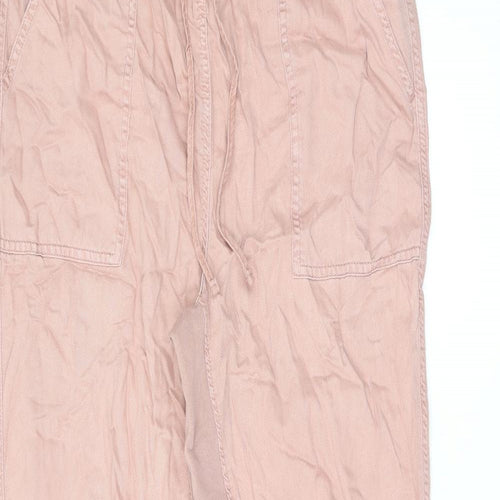 Marks and Spencer Womens Pink Lyocell Trousers Size 16 L29.5 in Regular Drawstring
