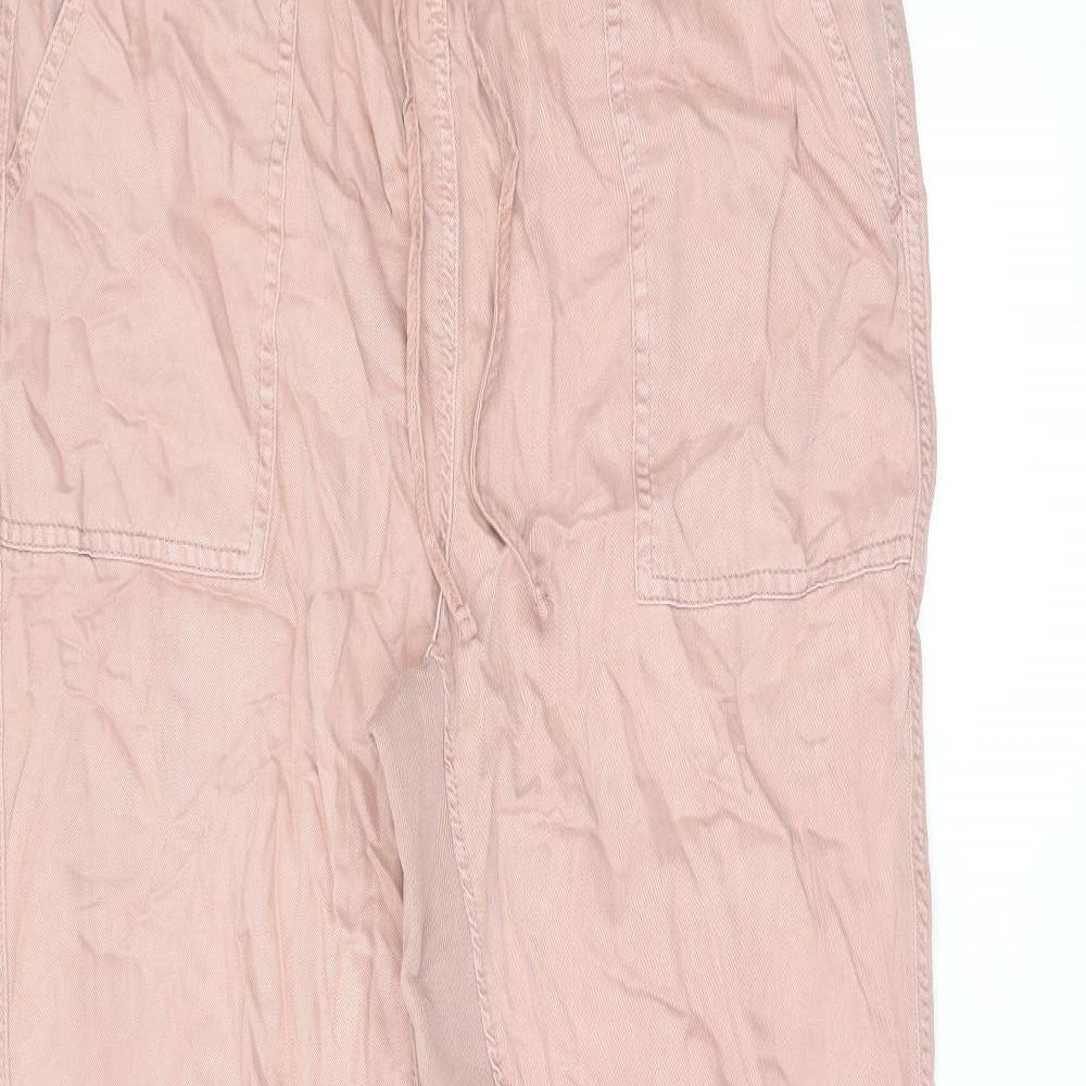 Marks and Spencer Womens Pink Lyocell Trousers Size 16 L29.5 in Regular Drawstring