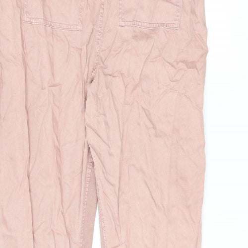 Marks and Spencer Womens Pink Lyocell Trousers Size 16 L29.5 in Regular Drawstring