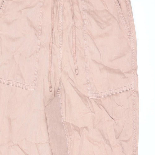 Marks and Spencer Womens Pink Lyocell Trousers Size 14 L30 in Regular Drawstring