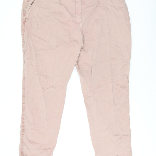 Marks and Spencer Womens Pink Cotton Chino Trousers Size 20 L28 in Regular Zip
