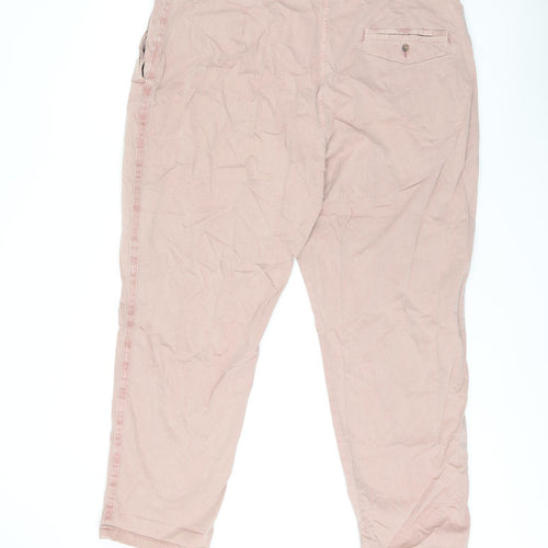 Marks and Spencer Womens Pink Cotton Chino Trousers Size 20 L28 in Regular Zip