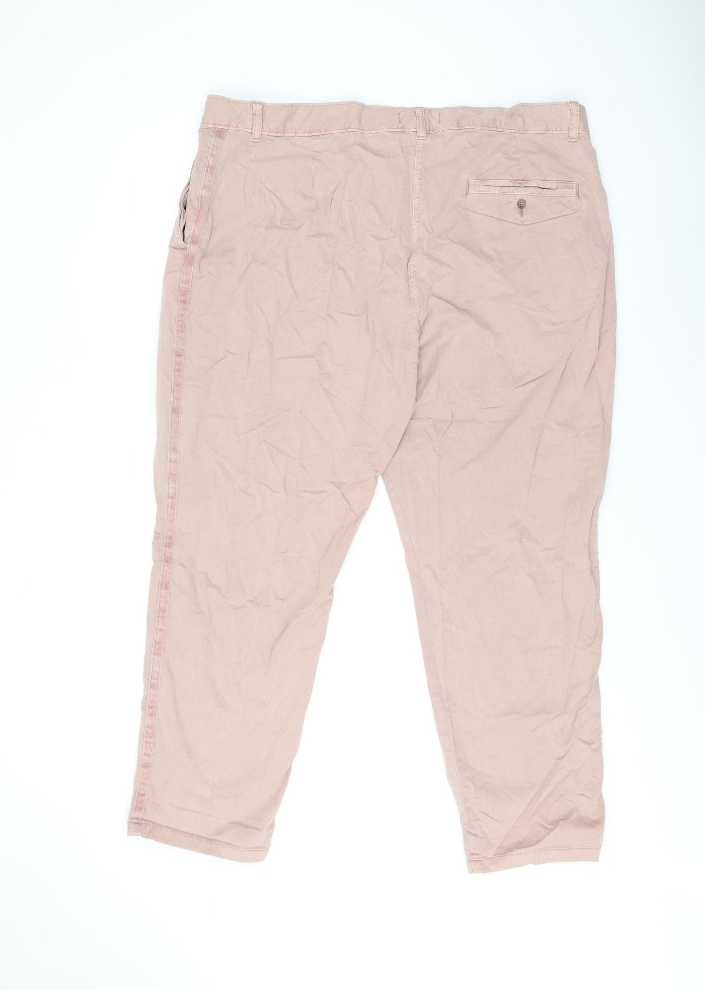 Marks and Spencer Womens Pink Cotton Chino Trousers Size 20 L28 in Regular Zip