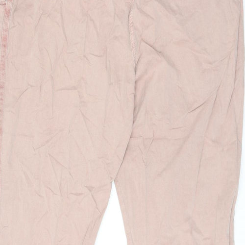 Marks and Spencer Womens Pink Cotton Chino Trousers Size 20 L28 in Regular Zip