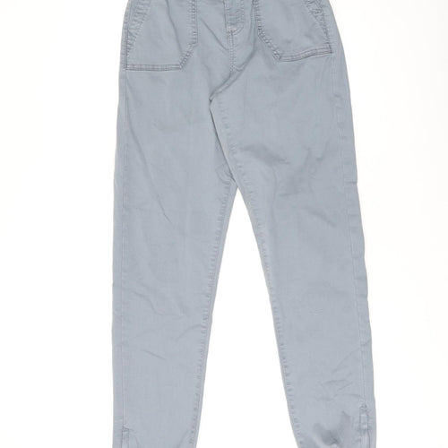 Marks and Spencer Womens Green Cotton Trousers Size 8 L30.5 in Regular Zip