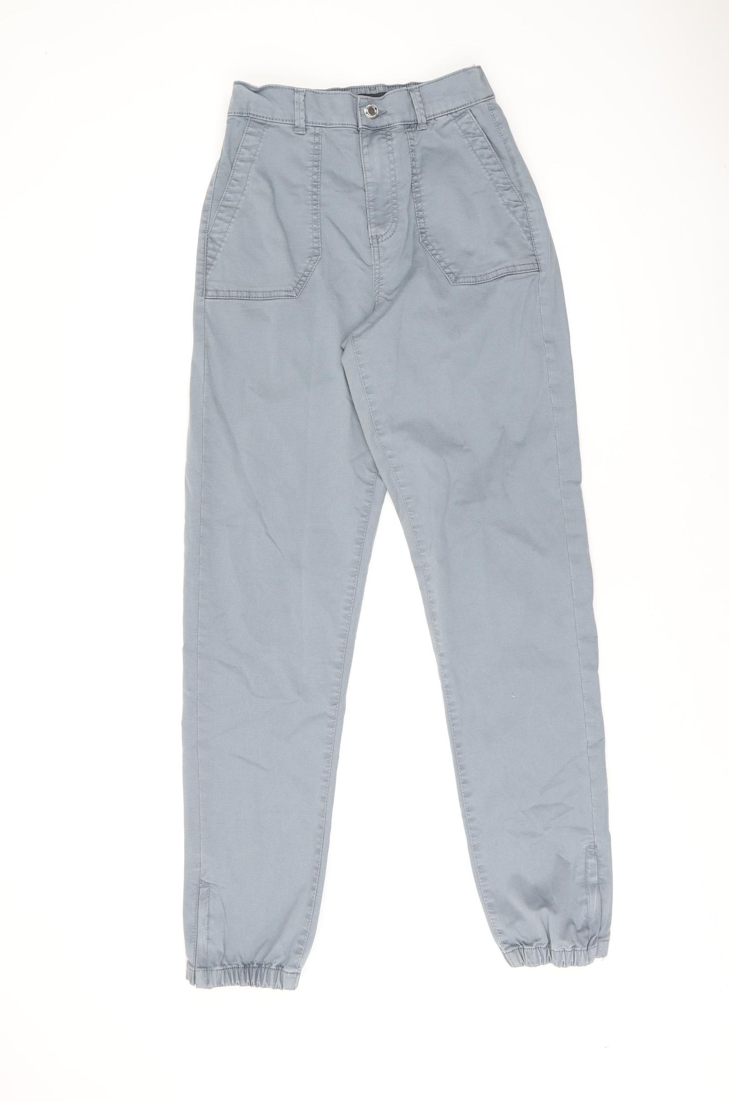 Marks and Spencer Womens Green Cotton Trousers Size 8 L30.5 in Regular Zip