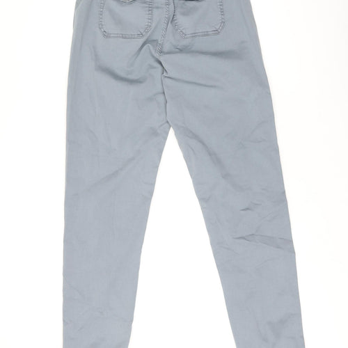 Marks and Spencer Womens Green Cotton Trousers Size 8 L30.5 in Regular Zip