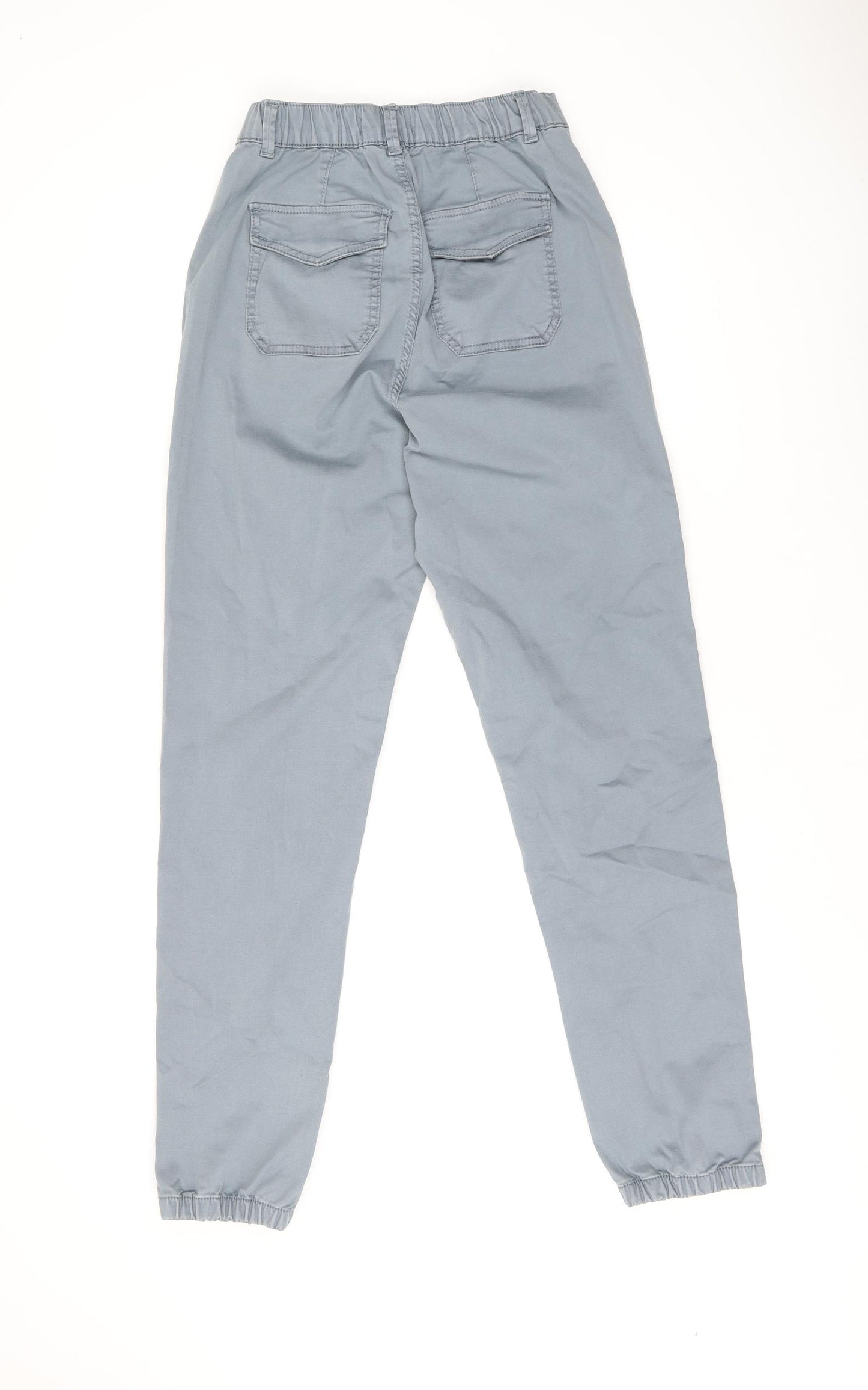 Marks and Spencer Womens Green Cotton Trousers Size 8 L30.5 in Regular Zip