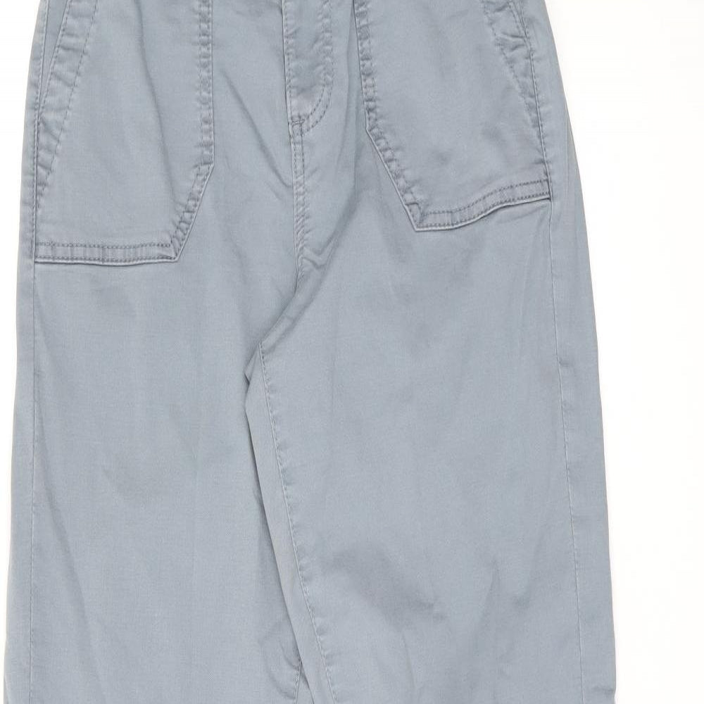 Marks and Spencer Womens Green Cotton Trousers Size 8 L30.5 in Regular Zip
