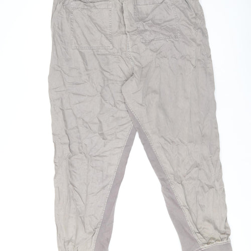 Marks and Spencer Womens Brown Lyocell Trousers Size 18 L26.5 in Regular Drawstring