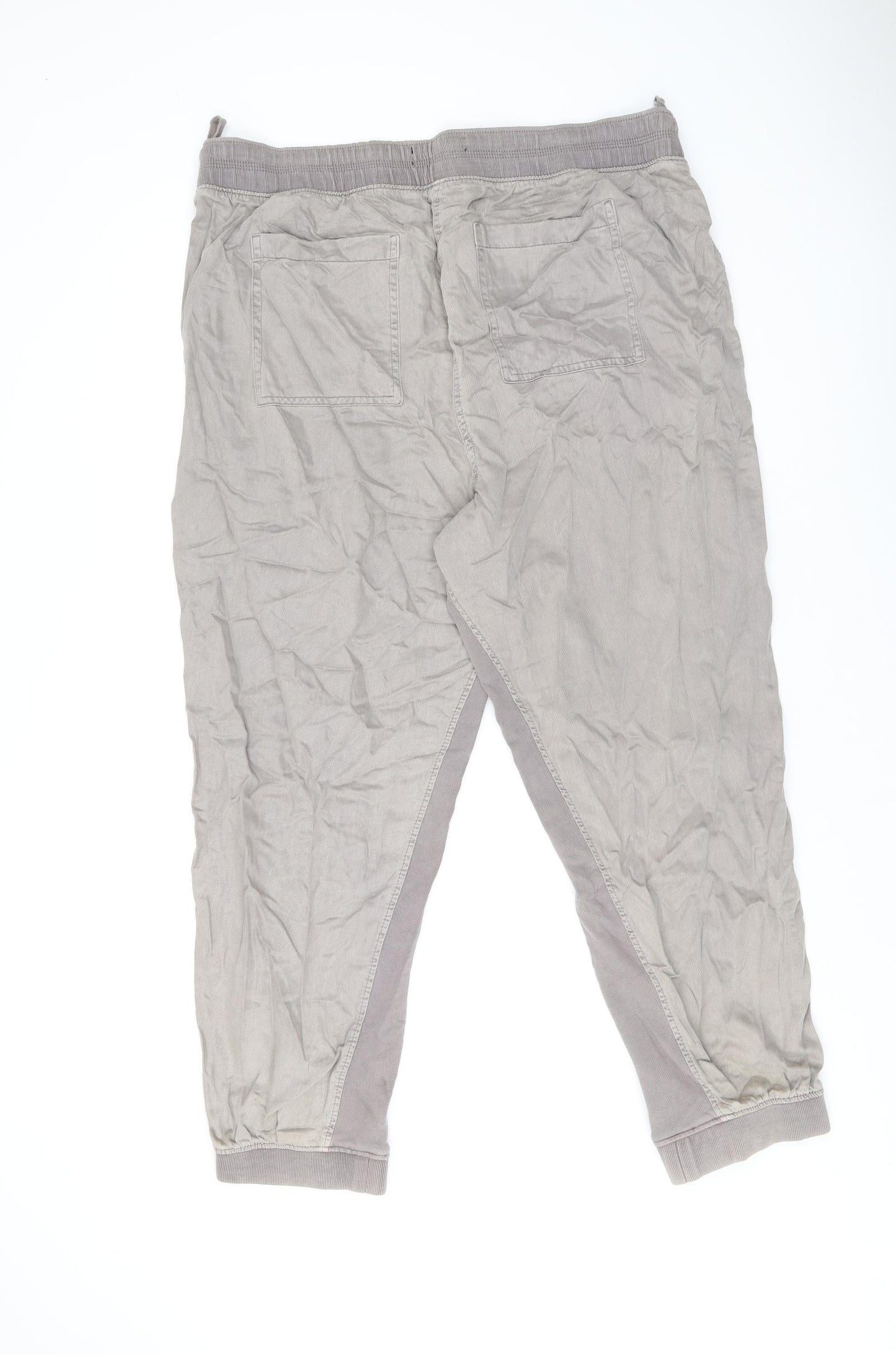 Marks and Spencer Womens Brown Lyocell Trousers Size 18 L26.5 in Regular Drawstring