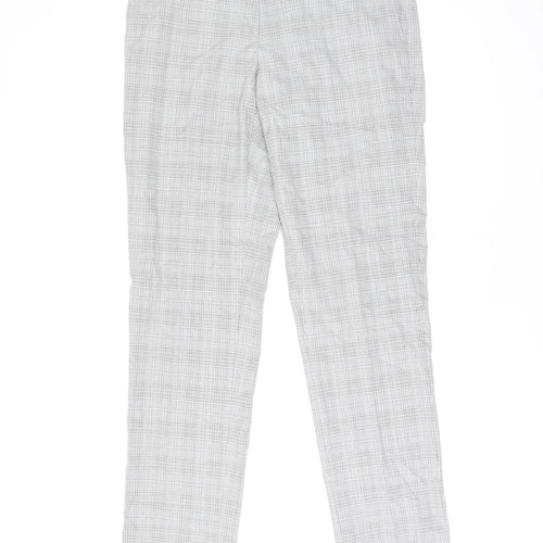 Marks and Spencer Mens Grey Plaid Polyester Dress Pants Trousers Size 32 in L31 in Regular Zip