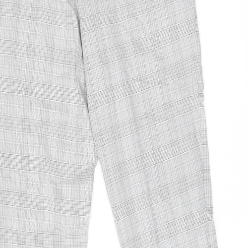 Marks and Spencer Mens Grey Plaid Polyester Dress Pants Trousers Size 32 in L31 in Regular Zip