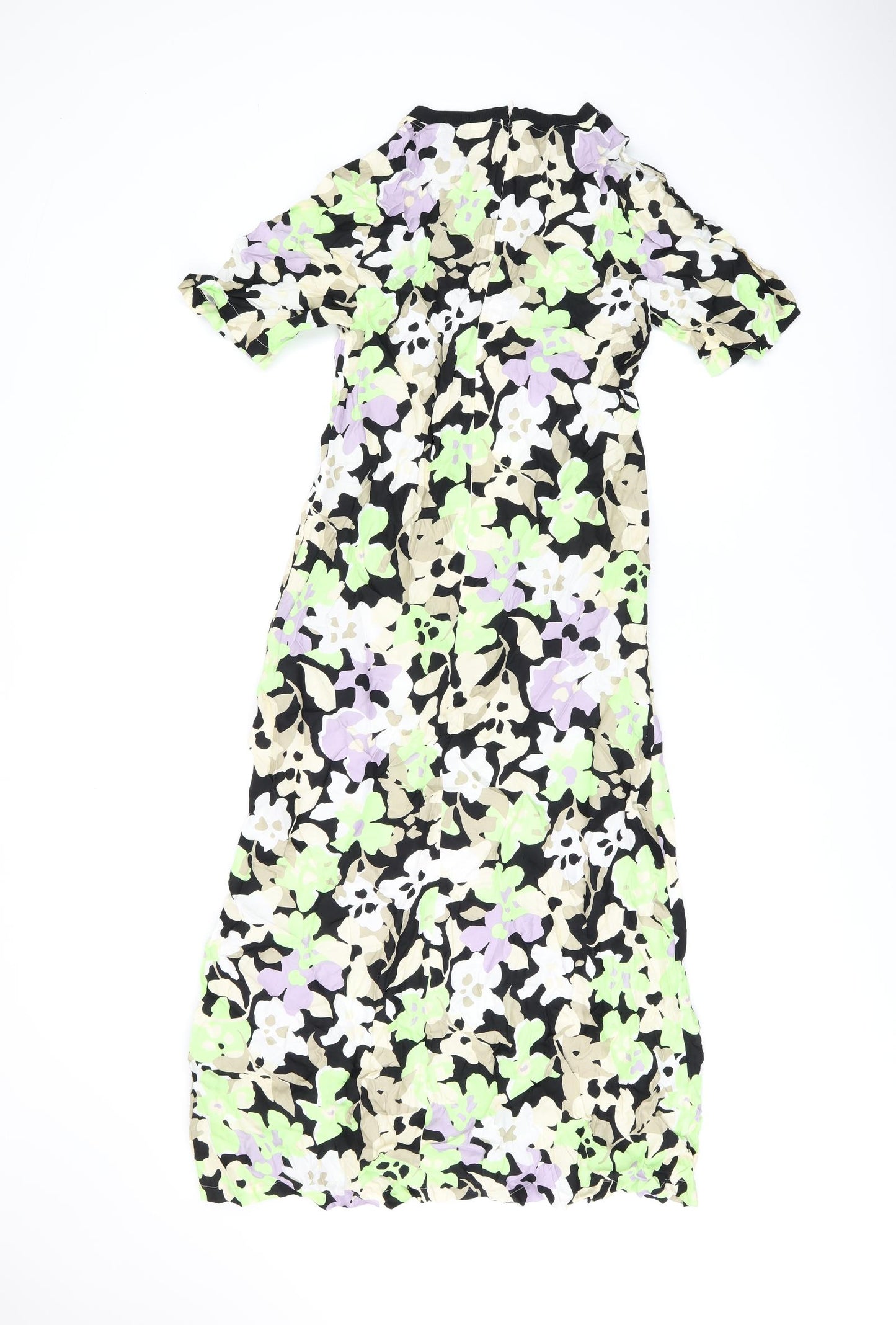 Autograph Womens Black Floral Cupro A-Line Size 8 Round Neck Zip