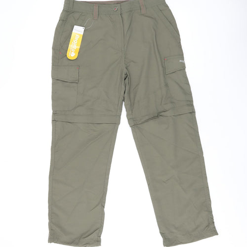 Regatta Womens Green Polyamide Cargo Trousers Size 12 L26.5 in Regular Zip
