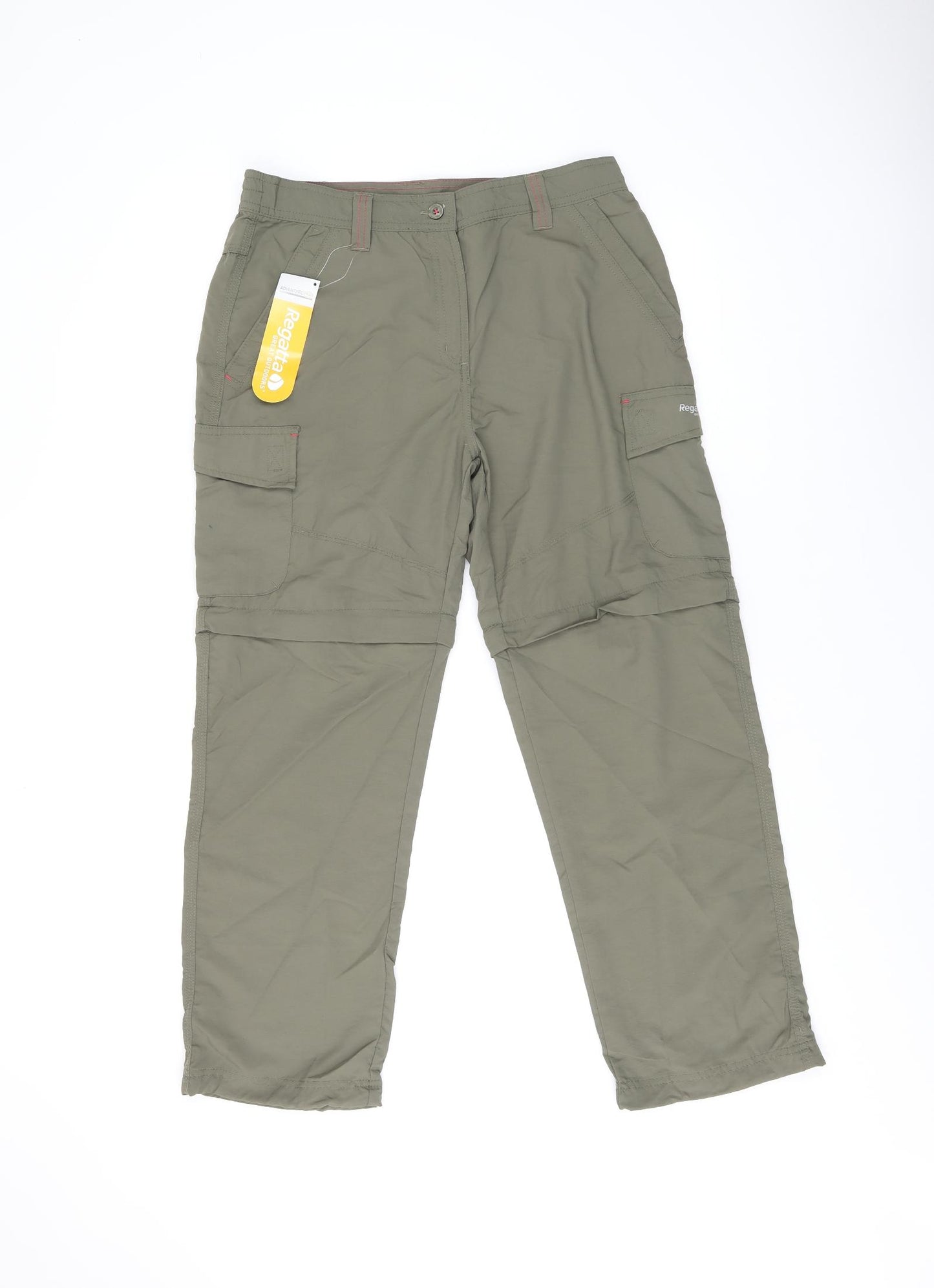 Regatta Womens Green Polyamide Cargo Trousers Size 12 L26.5 in Regular Zip