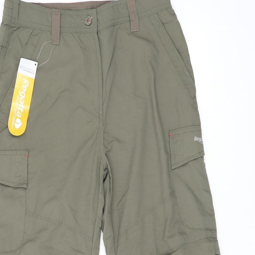 Regatta Womens Green Polyamide Cargo Trousers Size 12 L26.5 in Regular Zip