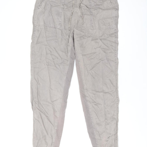 Marks and Spencer Womens Brown Lyocell Trousers Size 10 L29.5 in Regular Drawstring