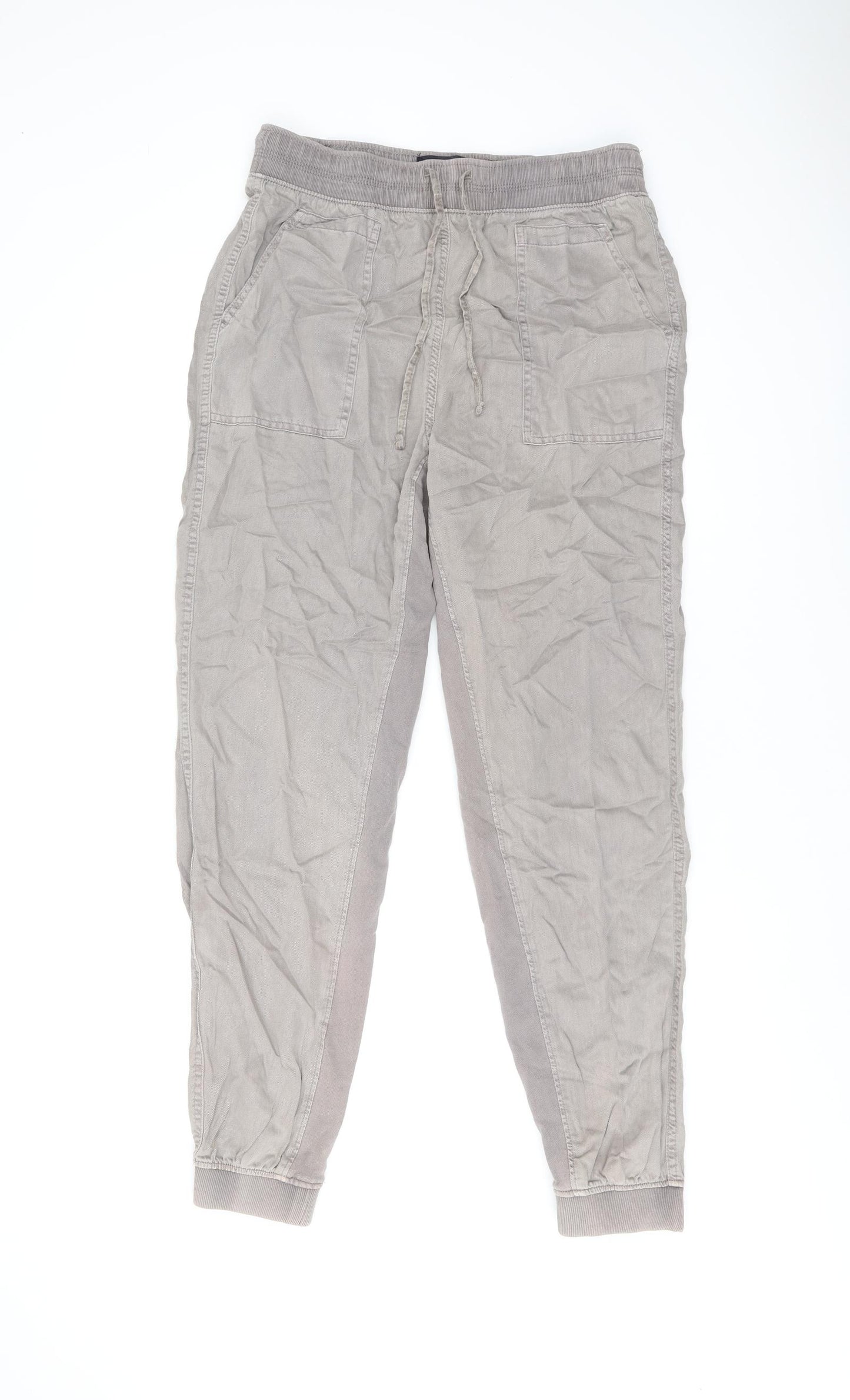 Marks and Spencer Womens Brown Lyocell Trousers Size 10 L29.5 in Regular Drawstring