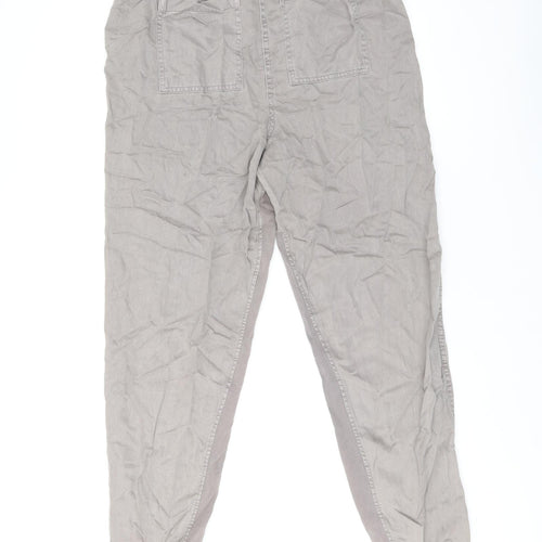 Marks and Spencer Womens Brown Lyocell Trousers Size 10 L29.5 in Regular Drawstring