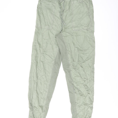 Marks and Spencer Womens Green Lyocell Trousers Size 8 L28.5 in Regular Drawstring