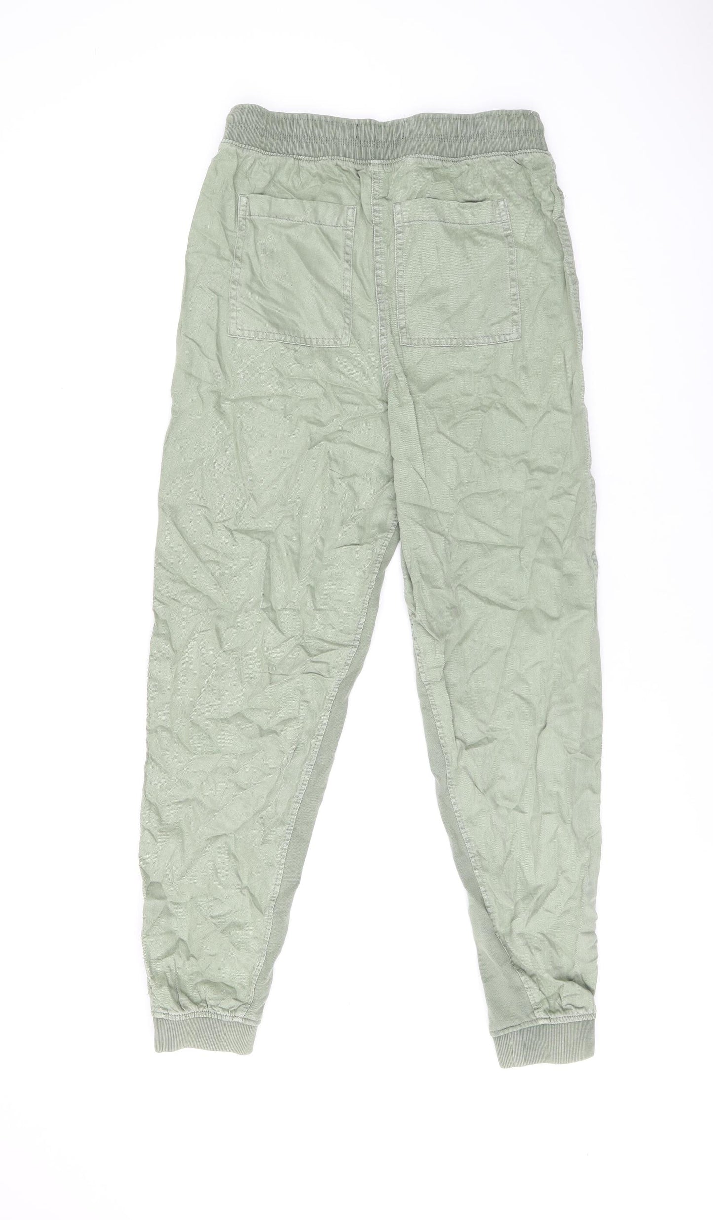 Marks and Spencer Womens Green Lyocell Trousers Size 8 L28.5 in Regular Drawstring