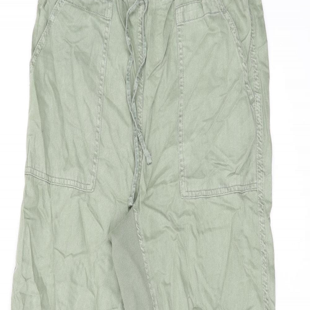 Marks and Spencer Womens Green Lyocell Trousers Size 8 L28.5 in Regular Drawstring