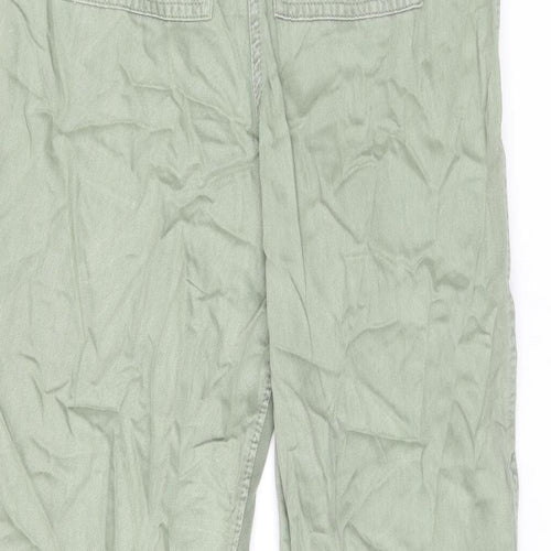 Marks and Spencer Womens Green Lyocell Trousers Size 8 L28.5 in Regular Drawstring
