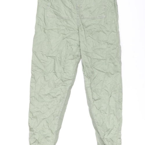 Marks and Spencer Womens Green Lyocell Trousers Size 8 L30.5 in Regular Drawstring