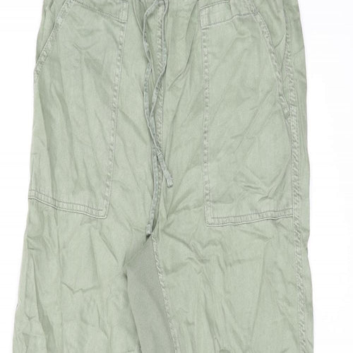 Marks and Spencer Womens Green Lyocell Trousers Size 8 L30.5 in Regular Drawstring