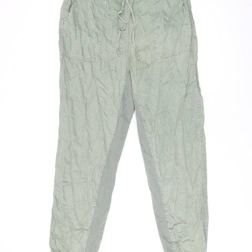 Marks and Spencer Womens Green Lyocell Trousers Size 14 L30 in Regular Drawstring