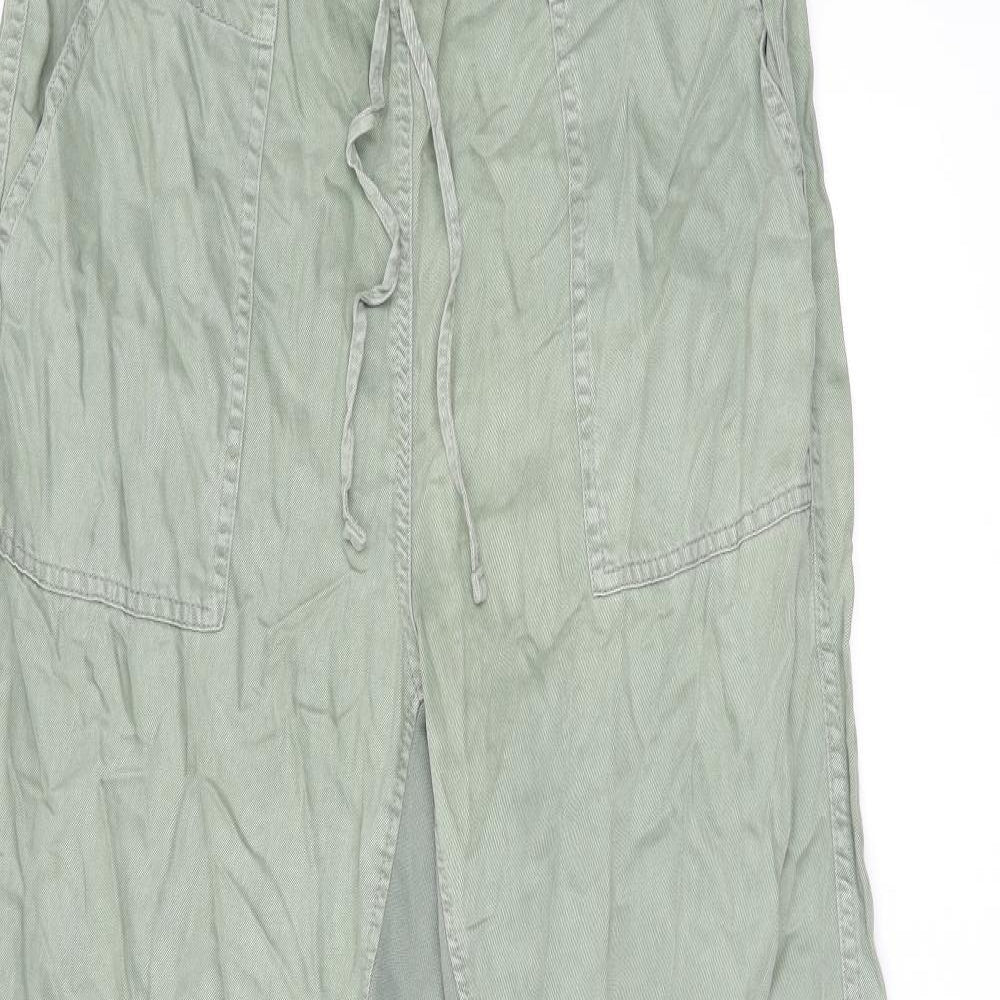 Marks and Spencer Womens Green Lyocell Trousers Size 14 L30 in Regular Drawstring