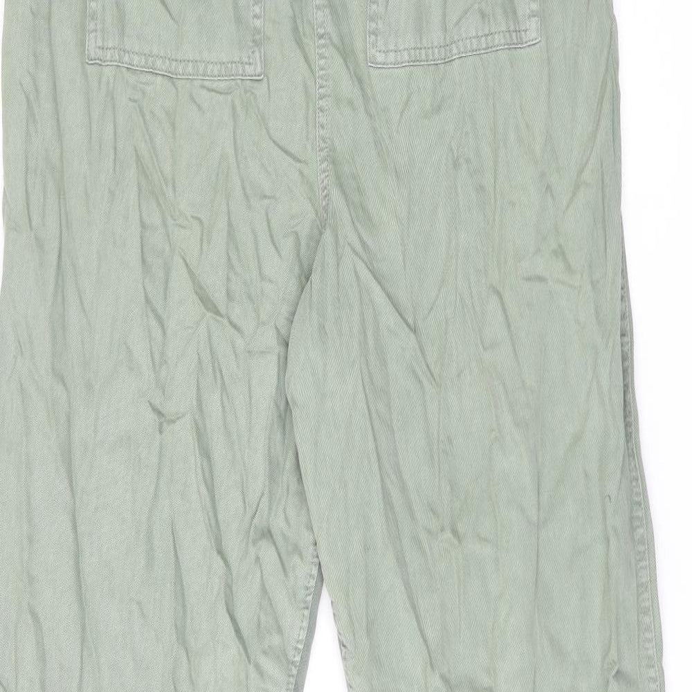 Marks and Spencer Womens Green Lyocell Trousers Size 14 L30 in Regular Drawstring