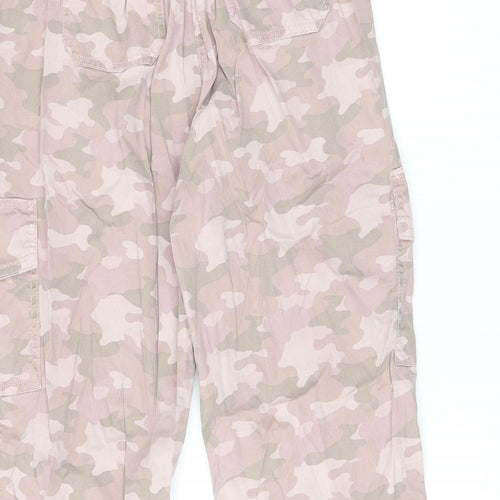 Marks and Spencer Womens Pink Camouflage Lyocell Cargo Trousers Size 8 L22.5 in Regular Zip - Belted