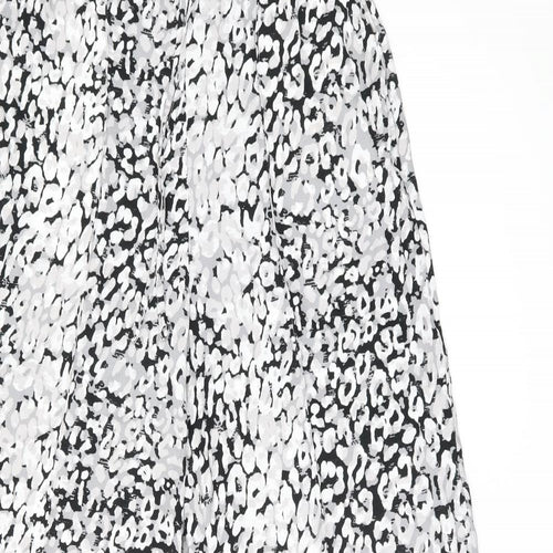 Marks and Spencer Womens Black Geometric Polyester Trousers Size 8 L30 in Regular Drawstring